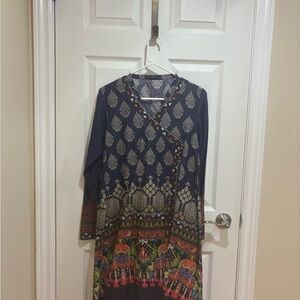 Limelight Navy Blue Printed Kurta